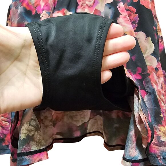 Floral Mesh Overlay One-Piece Swimsuit With Keyhole Back Pink & Black Women's Si - Picture 8 of 15